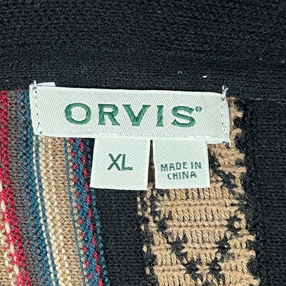 Orvis Womens Wool Open Front Cardigan Southwest Aztec Black Multi Size XL - Picture 4 of 7